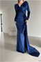 Flexible Double-Breasted Evening Dress with Tail, Velvet Fabric Collar Dress - 5