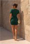 Double-Breasted Gathered Evening Dress with Sleeves Mini Collar Short Dress - 3
