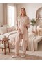 New Season Beige Shawl Collar Easy Breastfeeding Design Long Sleeve Maternity Pajama Set - 7