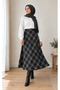 Women's Puff Scuba Hijab Patterned Flared Skirt