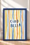 Ciao Bella Written Colorful Lines Framed Painting Italy Poster Living Room Kitchen Wall Decor Itn033 - 3