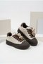 Lelnon Women's Sneakers Lace-Up Sports Shoes with Keychain Accessory Beige Leather - 3