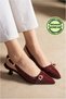 Women's Elegant Buckle-Strap Stylish Two-Comfort Heeled Shoes - 5