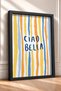 Ciao Bella Written Colorful Lines Framed Painting Italy Poster Living Room Kitchen Wall Decor Itn033 - 2