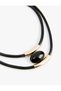 Two-Row Faux Leather Necklace with Stones - 3