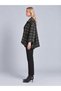 Women's Anthracite Houndstooth Patterned Single Pocket Asymmetrical Velvet Jacket - 3
