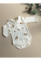 Lion Embroidered Snap Fastener Long Sleeve Bodysuit and Khaki Trousers Baby Boy Set - 5