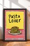 Pasta Lover Written Spaghetti Plate Framed Painting Italy Poster Living Room Kitchen Wall Decor Itn085