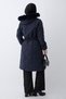Belted Pocket Detail Navy Blue Quilted Coat - 3
