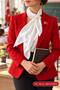School Ceremony Red White Black 90X90 Scarf Teacher and Student Demonstration Scarf with Flag Badge Gift - 2