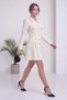 Women's Shirt Collar Gold Buttoned Long Sleeve Mini Dress Black, Ecru, Brown - 5