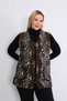 Black Brown Leopard Plus Size Zippered Fleece Vest