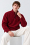 Men's Burgundy Half-Zip Comfortable Fleece - 5