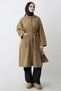 Hooded Belted Camel Trench Coat