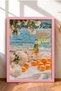 La Dolce Vita on the Coast of the Sea Wine Framed Painting Italy Poster Living Room Kitchen Wall Decor Itn066