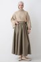 Pleated Belted Milk Coffee Skirt