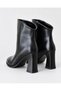 Black Patent Leather Women's Pointed Toe Thick Heeled Women's Boots - 2