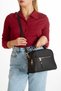 Women's Black Hand and Shoulder Bag with Three Compartments and Black and Black + Wallet Card Holder - 5