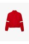 Stripe Detailed Stand Collar Full Zipper Sweatshirt, Comfortable Fit, Long Sleeves - 6