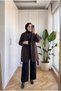 Women's Brown Wrap-Style Blazer with Belted Shawl Collar, 80 Cm. - 2