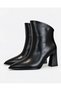 Black Patent Leather Women's Pointed Toe Thick Heeled Women's Boots