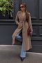Women's Belted Double-Breasted Collar Long Cashmere Mink Coat - 6