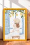 I Love Italy Woman in Hat and Lemons Framed Painting Italy Poster Wall Decor Itn064
