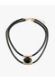 Two-Row Faux Leather Necklace with Stones