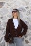 Coffee Standard Size Asymmetrical Multi-Button Knitwear - 2