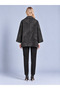 Women's Black Patterned Single-Pocket Asymmetrical Velvet Jacket - 4
