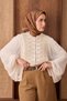 وشاح حريري من التويل بنمط هندسي بلون أسمر - 4