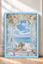 White Flowered Doorway with Sea View Framed Painting Italy Poster Wall Decor Itn112 - 3