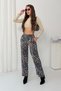 Women's Blue Patterned High Satin Trousers Nj203 - 6