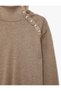 Slim Fit Long Sleeve High Neck Buttoned Bodysuit Soft Textured - 3