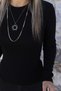 Black Crew Neck Ribbed Blouse - 3