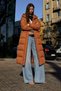 Women's Hooded Long Stylish Tan Coat - 5