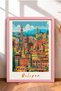 Bologna Towers and City Silhouette Framed Painting Italy Poster Living Room Kitchen Wall Decor Itp010