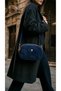 Women's Navy Blue Nubuck Shoulder Bag with 3 Compartments and Gold Accents—Casual Crisscross Straps Bag CANEDR08 - 3