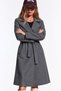 Women's Wide Collar Belted Long Smoked Coat with Side Pockets - 5