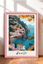 Amalfi Stone Bridge and Orange Leaves Framed Painting Italy Poster Wall Decor Itp006