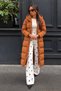 Women's Hooded Long Stylish Tan Puffer Coat