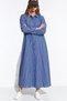 Women's Long Casual Buttoned Navy Blue Shirt - 4