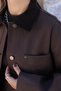 Bitter Brown Velvet Collar Detailed Jacket - 5