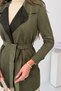 Women's Khaki Collar Detailed Belted Suede Short Trench Coat Nj211 - 3