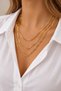 Steel 3-Piece Paperclip Chain Gold Women's Necklace - 2