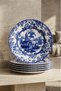 Old Town Blue 6-Person 25 cm Special Design Premium Porcelain Serving Plate with Blue Floral Painting Pattern - 4