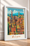 Bologna Towers and City Silhouette Framed Painting Italy Poster Living Room Kitchen Wall Decor Itp010 - 2