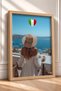 Woman with Straw Hat and Seascape Framed Painting Italy Poster Wall Decor Itn113 - 2