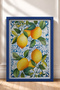 Green Leafed Lemons on Tile Floor Framed Painting Italy Poster Living Room Kitchen Wall Decor Itn117 - 3