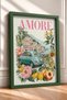 Amore Written Mint Green Classic Car Framed Painting Italy Poster Wall Decor Itn118 - 2